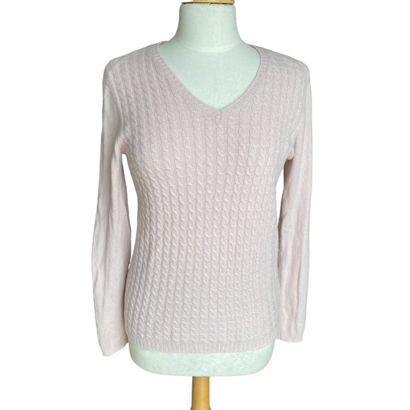 Lands End 100% Cashmere Cable Knit Sweater Pink Quiet Luxury Preppy Old Money-S - Picture 5 of 7
